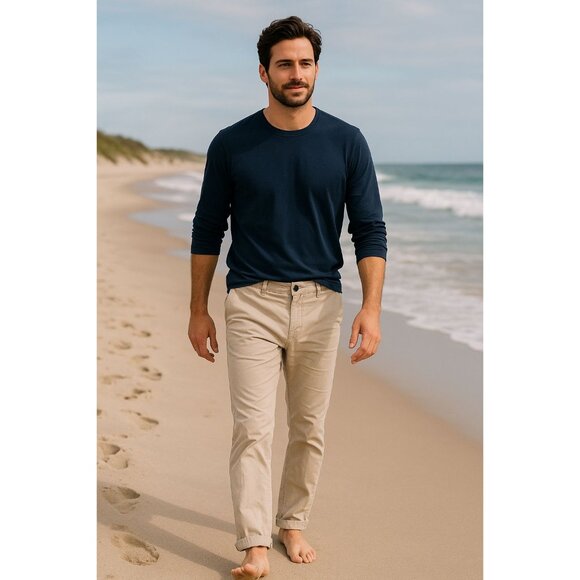 Abercrombie Fitch Size 32 Tan Cargo Pants Khaki Straight Fit Button Fly Trousers - Picture 3 of 13